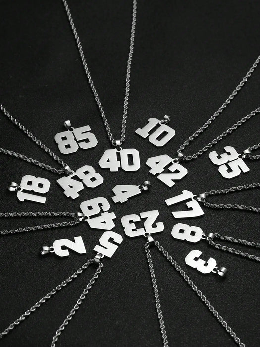 1Pcs Stainless Steel Number Necklace